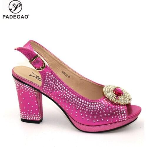 Italian Shoes Without bag Pumps New Design 2020 Women Fuchsia Color Shoes for Wedding Italian Summer Party Sandals