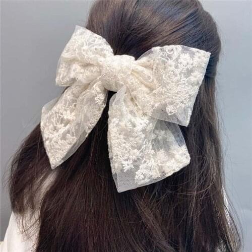 סרטים לשיער לתינוקות Women Girls Cute Hairpins Lace Flower Bow Ribbon Hair Clip Ornament Fashion Headband white Hair Accessory