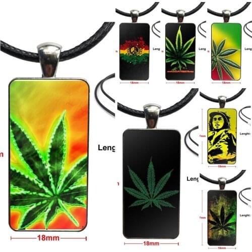 For Women Choker Design Fashion Vintage Glass Women Rectangle Necklace Pendants Reggae Jamaica Leaves