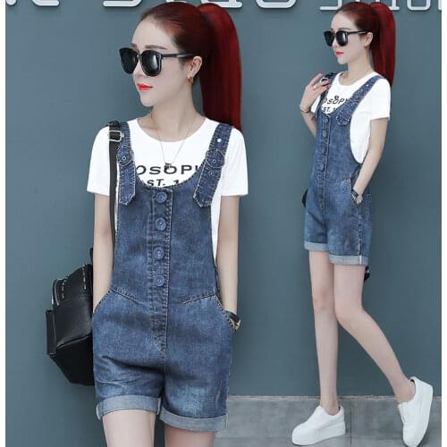 Women clothing denim fabric rompers summer overalls women playsuits suspenders shorts jeans women overalls summer rompers jeans