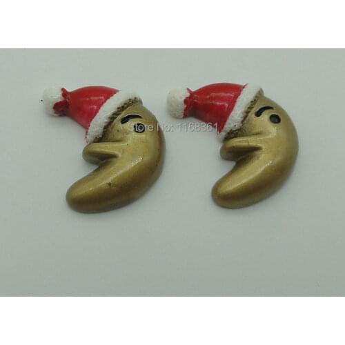 1pcs/lot resin flat back Christmas hat moon 25mm Cabochons Scrapbooking Hair Bow Center DIY Christmas decration C101-8