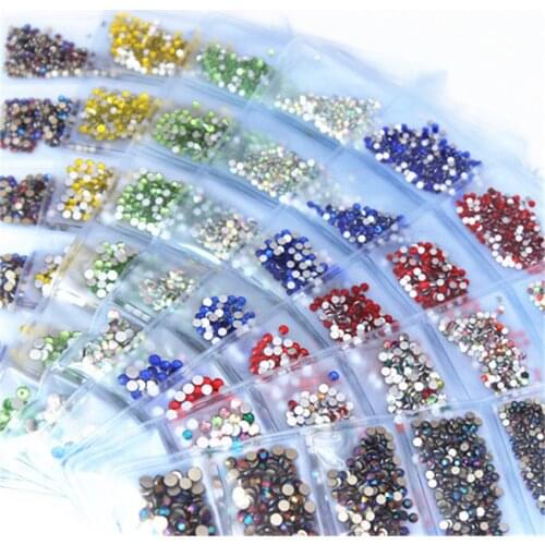 Micui 1440pcs SS3-SS10 Mix 6 Size AB Crystals Glass Rhinestone Shiny Crystal Non Hotfix Strass Nail Decoration MC992