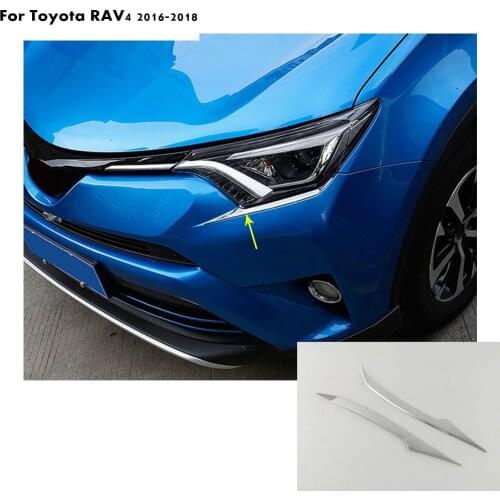 For Toyota RAV4 2016 2017 2018 car styling TRIM head front Eyebrow/trim light lamp frame stick ACCESSORIES hoods moulding 2pcs
