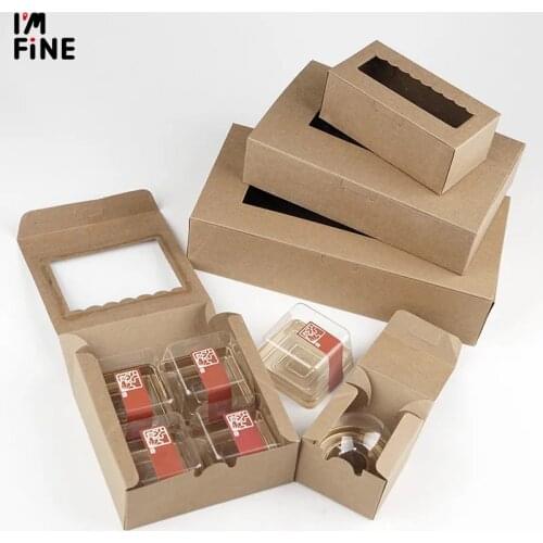 20 kraft Cookies Biscuit packaging paper box wedding,craft cake box with pvc window,cupcake packing gift cardboard paper box