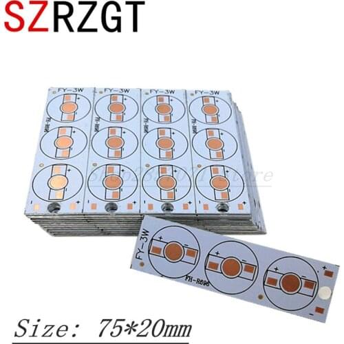 20 Pcs/lot LED Aluminum heat sink Plate 3W 75*20mm Rectangle LED High Power PCB Plate Circuit Base for 3W LED Lamp Panel