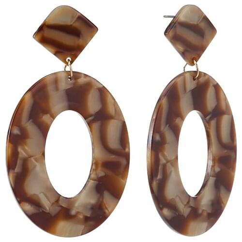 2019 Fashion Jewelry Acrylic Resin Oval Dangle Earrings For Women Geometry Big Circle Tortoiseshell Earrings Acetate