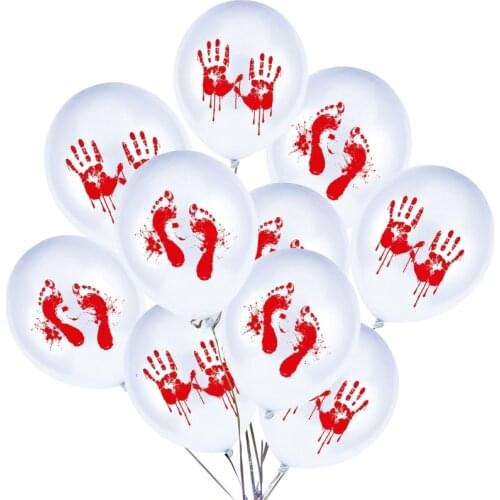 2020 Halloween Latex Balloons PHorror blood Handprint Footprint Fingerprint Horror Blood Sticker Haunted house Decor