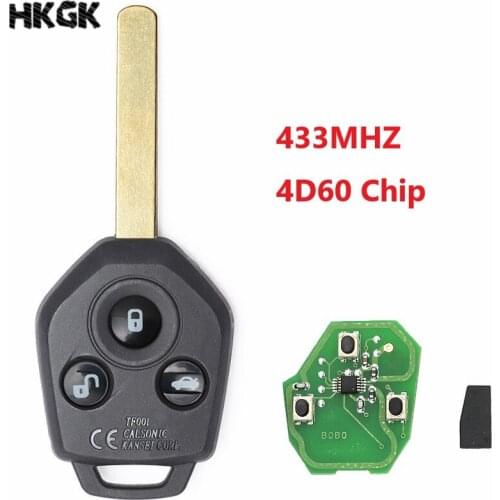 3 Buttonts Remote Car Key 433MHz 4D60 Chip Uncut Blade for Subaru Outback / Forester 2011 2012