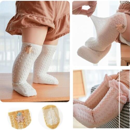 3 Pairs New Baby Socks Breathable Long Socks For 0-3years Newborn Kids Cute Cactus Cherry Mesh Hollow For Boys Girls