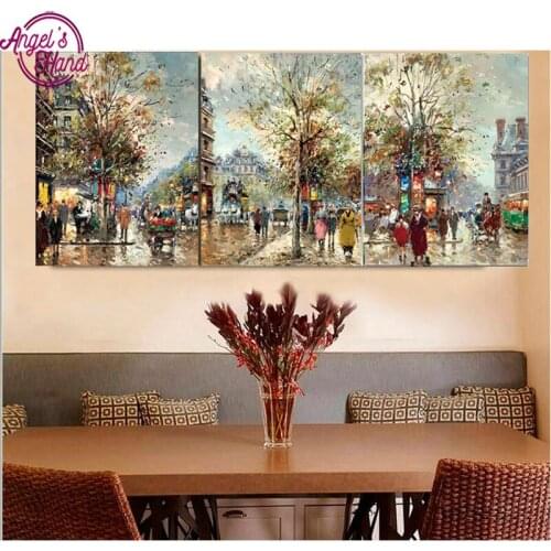 5D Diamond Embroidery London street Diy Diamond Painting triptych Cross Stitch Mosaic Crafts Square Diamond mosaic Pattern 3pcs