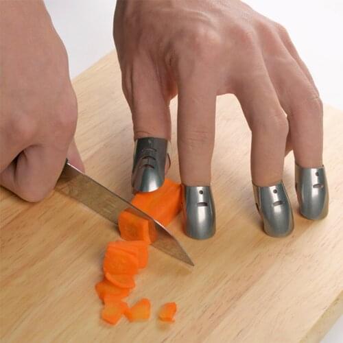 4Pcs Stainless Steel Cooking Knife Slicing Chopping Cutting Adjustable Finger Protector Guard Sleeves Kitchen Gadget