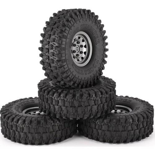 4Pcs 1.9 Inch 120mm Rubber Tires Tire with Metal Wheel Rim Set for 1/10 Traxxas TRX-4 SCX10 RC4 D90 RC Crawler Car Model Parts