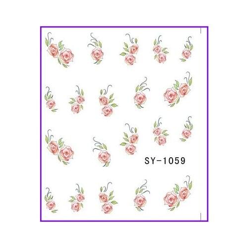 6 PACK/ LOT GLITTER WATER DECAL NAIL STICKER FLOWER OLEANDER POT MARIGOLD CHINA ROSE SY1059-1064