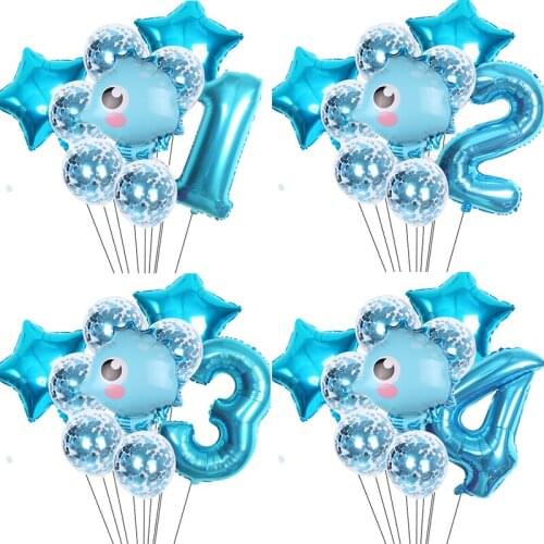 9pc Cute Cartoon Blue Seahorse Fishtail Balloon Ocean Theme Summer Party Birthday Wedding Decorations Baby Shower Toy Balloon