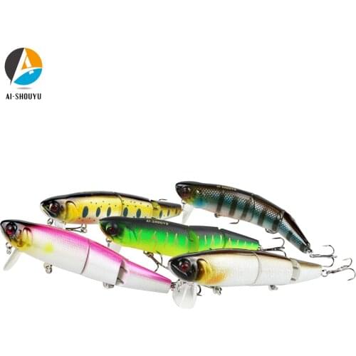 AI-SHOUYU 1pc Hard Bait 3 Segment Wobble Minnow 110mm 20g Artificial Fishing Lure Topwater Wobbler Minnow Bass Pike Bait peche