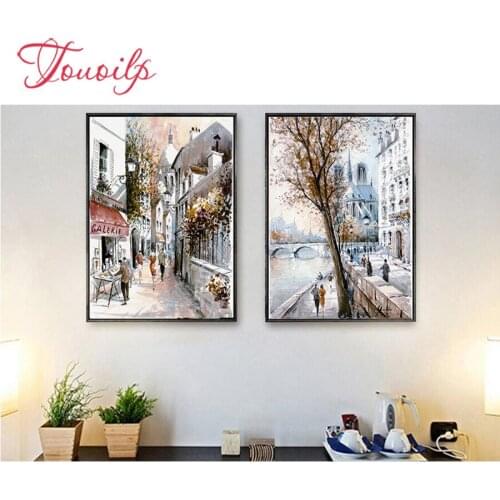 2pcs DIY diamond Embroidery Abstract Street European,5D diamond painting Cross stitch kit Needlework set embroidery with diamond