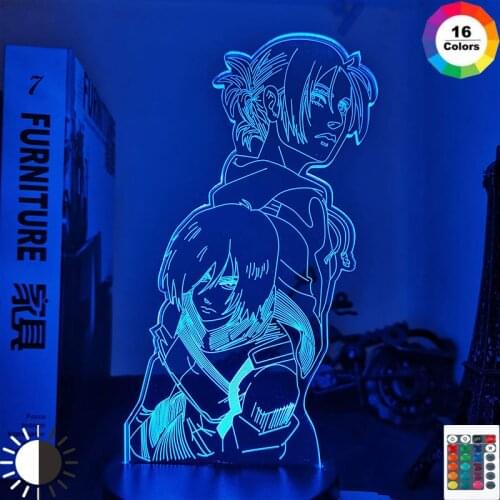 Anime Attack on Titan 3d Lamp Annie Leonhart Light for Bedroom Decoration Kids Gift Attack on Titan LED Night Light Mikasa