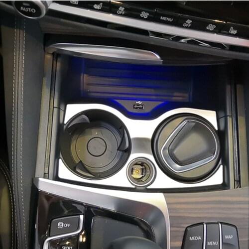 Car Styling Console Water Cup Holder Decoration Frame Cover Trim For BMW 5 Series G30 2018 2019 Interior Auto Accessories Decals