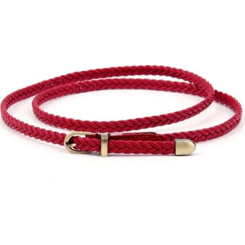 Bauhinia brand hand-woven 14-color optional belt female pin buckle retro casual all-match thin belt waist rope decoration