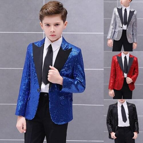 Brand Royal Blue Prom Party Boys Suit Shiny Stage Performance Childrens Tuxedo Custom Kid Formal Wedding Jacket Pants 2 pieces