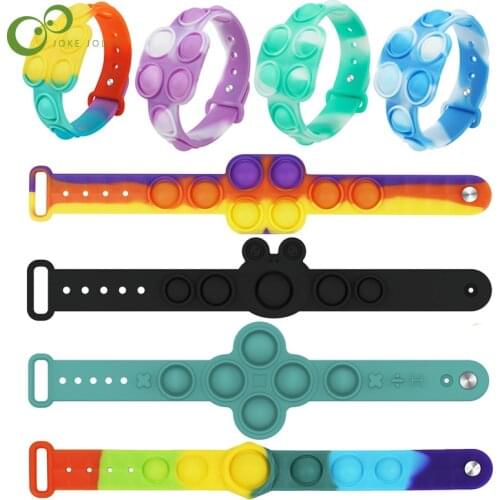 Color Kids Adult Stress Relief Wristband Watch Toys Wearable Push Bubble Hand Finger Press Silicone Bracelet Toy Gifts YJN
