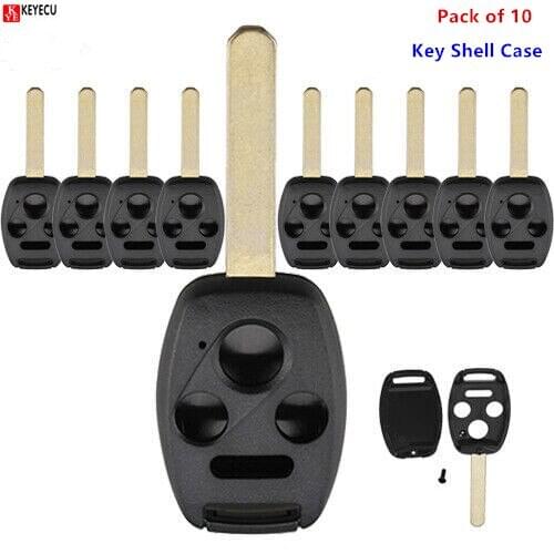 KEYECU 10PCS/LOT Remote Key Shell Case Fob 3+1/ 4 Button for Honda Accord CRV Pilot Civic Fit,MLBHLIK-1T, KR55WK49308, N5F-S0084