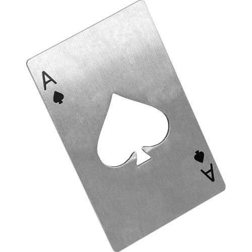 HILIFE Credit Card Size Soda Bottle Cap Kitchen Accessories Bar Tools Stainless Steel Bottle Opener Poker Playing Card Spades