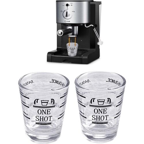2Pcs 45ml 1.5oz Clear Glass Jigger Measuring Cup with ml oz 2 Measurement Unit for Home Espresso Wine Tools