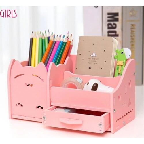 Multi-function Pen Holder Creative Fashion Korea Student Cute Children Desktop Ornaments Storage Box Office Organizer Drawer