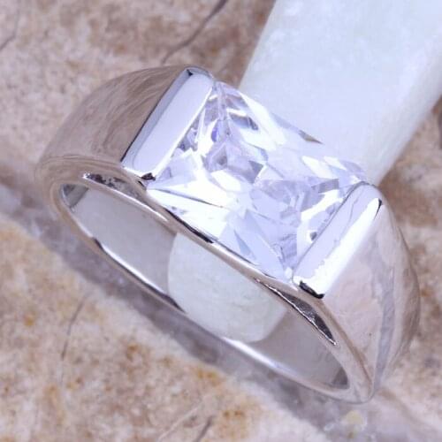 Glamorous White CZ Silver Plated Fashion Ring Size 6 / 7 / 8 / 9 R0058