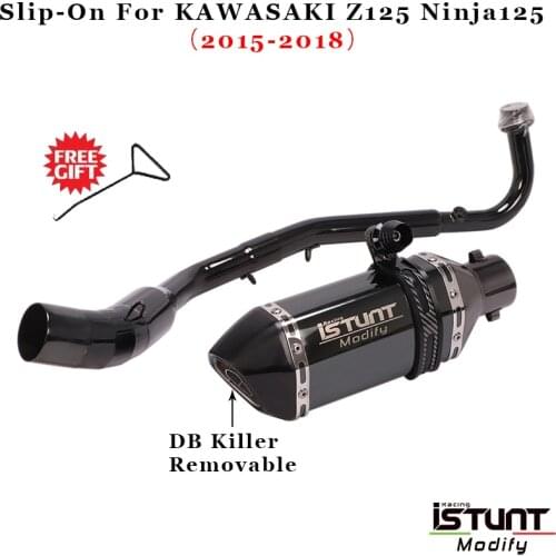 Motorcycle Full Exhaust Modified System Escape Muffler For KAWASAKI Z125 Ninja125 2015-2018 Muffler Middle Pipe Front Pipe