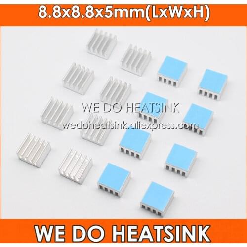 WE DO HEATSINK Silver Aluminum Heatsink 8.8x8.8x5mm with 3M 8810 Thermally Conductive Adhesive Tapes