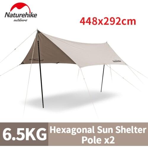 Naturehike Cotton Hexagonal Sun Shelter 3-4 Persons 4.5kg Rain/Leafs-Proof Tent Shulter Large Shadow Shade Hiking Camping Picnic