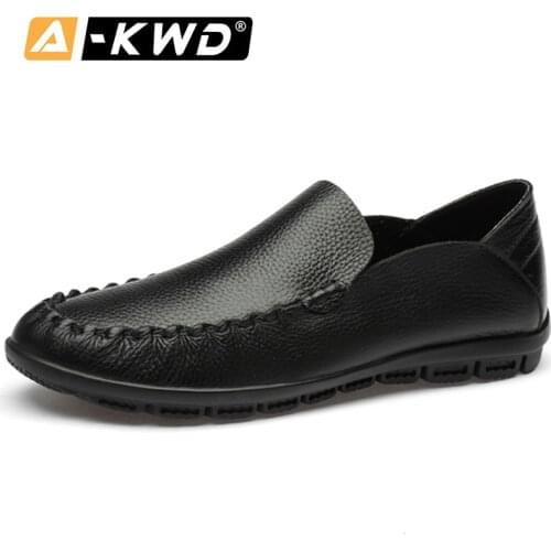 New Black Mens Shoes Loafers Men Rubber Soft Flat Casual Leather Shoe Mocassin Homme Driving Walking Leisure Shoes Male Footwear