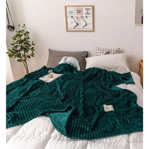 30Blankets For Beds Solid Yellow Green Color Soft Warm Flannel Blanket On the Bed Thickness Throw Blanket