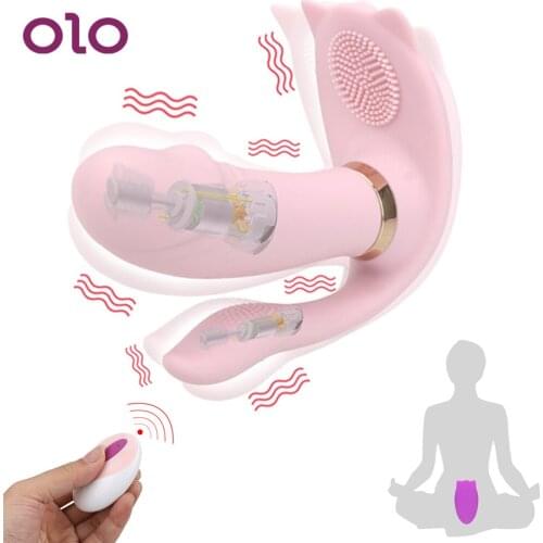 OLO Strap On Dildo Vibrator Anal Plug Dual Head 9 Mode Clitoris Stimulator G Spot Vibrators Sex Toys for Women Adult Products