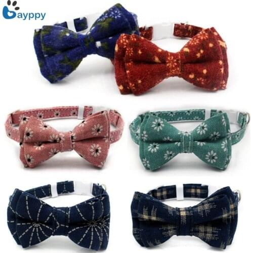 Cat Dog Pet Collar Bow Knot Cat Collar Elegant Adjustable Buckle Cloth Necklace Puppy Kitten Teddy Chihuahua Collar Pet Supplies