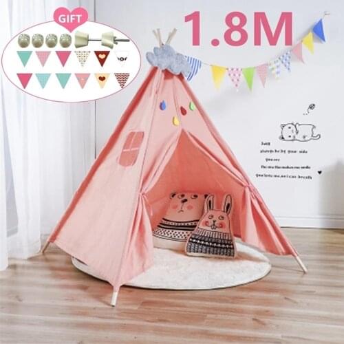 1.8M Portable Childrens Tents Kids Cotton Canvas Indian Play Tent Tipi Play House Wigwam Child Little Teepee Room Decoration