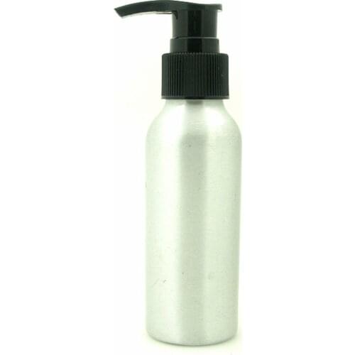 100ml Empty Round Aluminum Bottles, Sliver Metal Bottle With Black/White Twist Lotion Pump