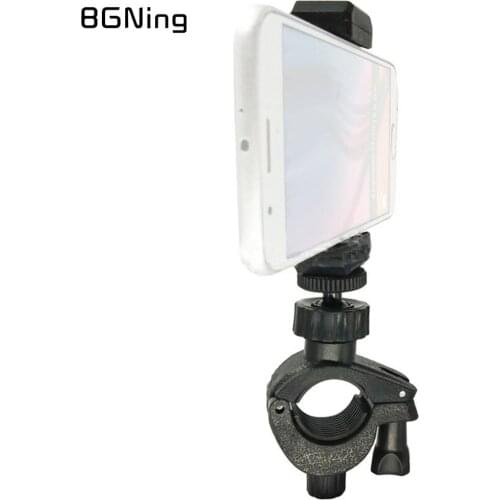BGNing Bicycle Handlebar Clip Adjustable 6-21mm Clamp Selfie Stick Tripod Mount w/ Mobile Phone Holder for Gopro Action Cameras