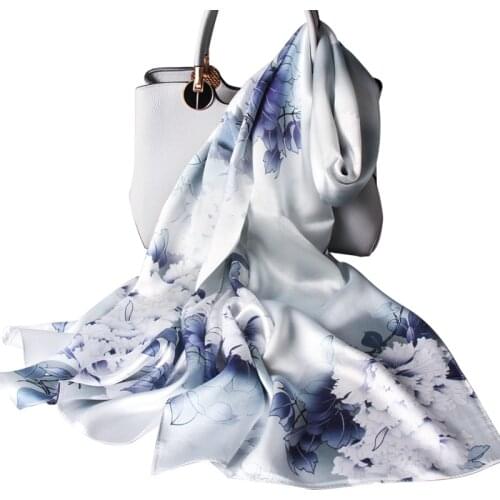 2021 Hangzhou Real Silk Scarf Women 100% Pure Silk Wrap Echarpe Brand Pink Printed Foulard Femme for Ladies Natural Silk Scarves