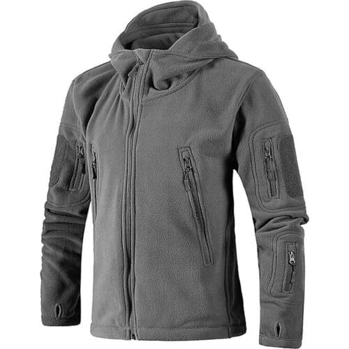 Tactical Soft Shell Fleece Jacket Mens Windproof Army Military Shooting Hunting Coats For Camping Hiking Thermal Hooded Jackets