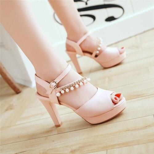 YMECHIC Summer 2019 New Arrival Party Wedding Bridal Female Shoes High Heels Tassel Rhinestone Sandals Women Platforms Plus Size