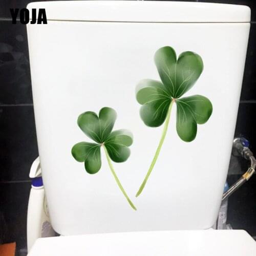 YOJA 19.4X22.3CM Hand Drawn Clover Fresh Cartoon Kids Room Decor Wall Decal WC Toilet Seat Stickers T1-1281