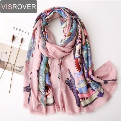 Visrover Women Beach Scarves Luxury Brand Viscose Summer Scarf Hijab Animal Leopard Print Scarf Women Scarf Fashion Wholesale