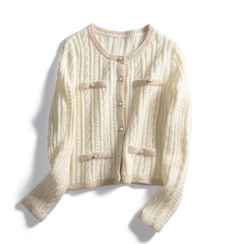 2021 Autumn new designer Women wool Cardigan Knit Crop tops Korea Japanese design Short cardigan
