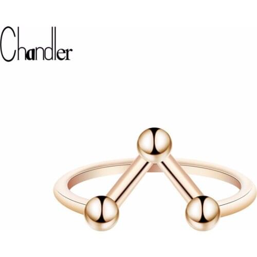 Chandler Molecule Geometric Polygon Bar Ring For Women Chemistry Chevron V Alloy Jewelry Geometrical Female Lady Anel Whoelsale