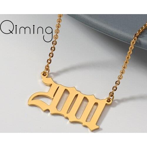 Women Girls Date Year Number Fashion Necklace Pendant Gold Chain Male Female Fashion Jewelry Necklace Gift