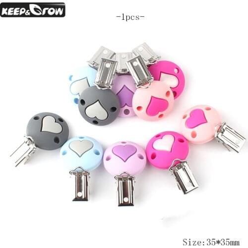Keep&Grow 1PC Heart Shaped Silicone Pacifier Clips Teethers Baby Teething Nipple Holder DIY Pacifier Chain Nursing Accessories