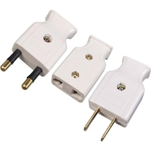 White 16A EU Assemble Wiring Plug Adapter European 2Pole Power Cable Connector Online Female Male Electrical Socket Plug Type E